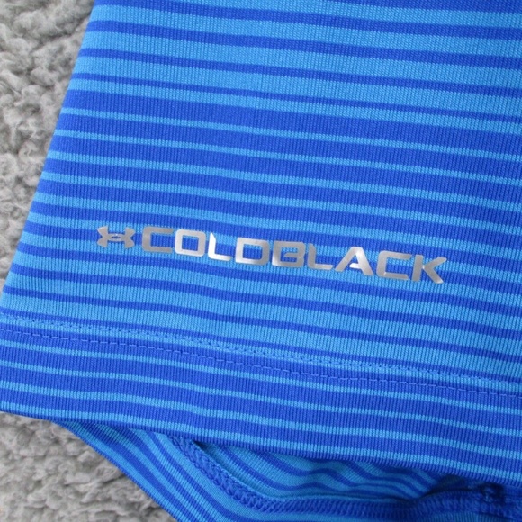 Under Armour Coldblack Mens XXL Blue Stripe Short Sleeve Loose Golf Polo Shirt - Picture 5 of 11